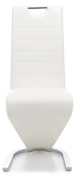 MebleMWM Krzesło tapicerowane DC-99-2 | Biało-szare | Ekoskóra | Outlet