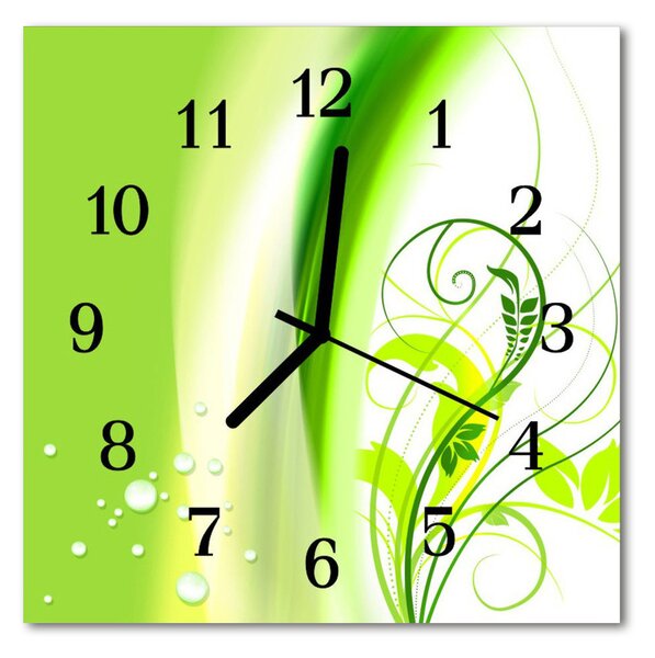 Zegar ścienny kwadrat Wzór roślinny
