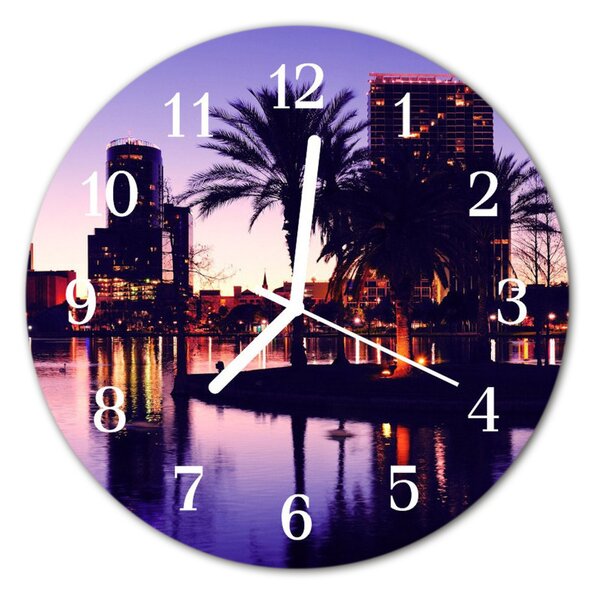 Zegar ścienny okrągły Floryda palmy