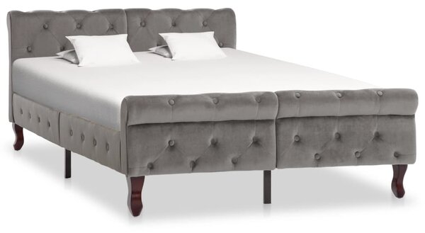 Rama łóżka, szara, tapicerowana aksamitem, 120 x 200 cm