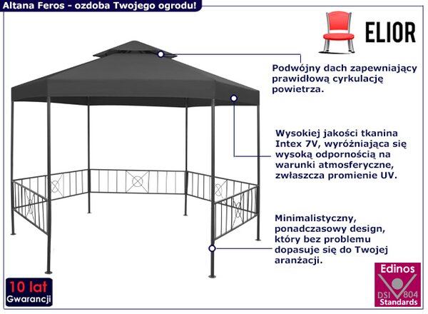 Nowoczesna altana ogrodowa antracyt W0-T30