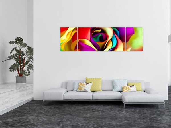 Obraz - Kolorowa róża (170x50 cm)