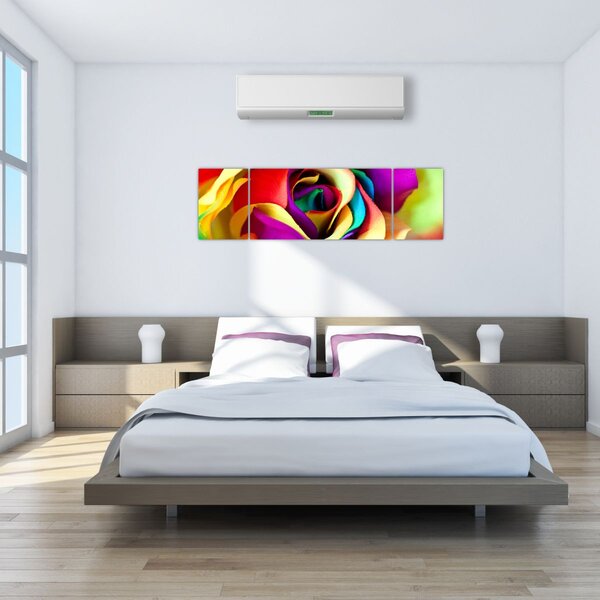 Obraz - Kolorowa róża (170x50 cm)