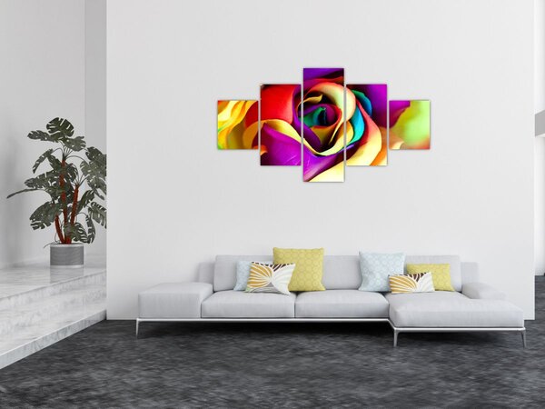 Obraz - Kolorowa róża (125x70 cm)