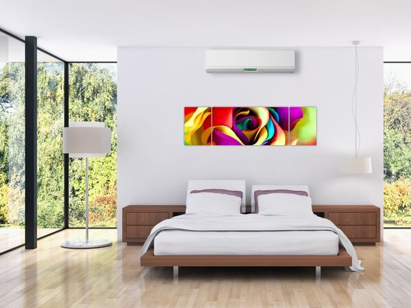 Obraz - Kolorowa róża (170x50 cm)
