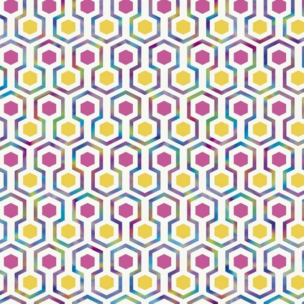 Noordwand Good Vibes Tapeta Hexagon Pattern, różowo-żółta