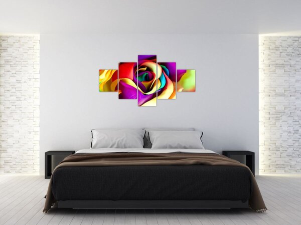Obraz - Kolorowa róża (125x70 cm)