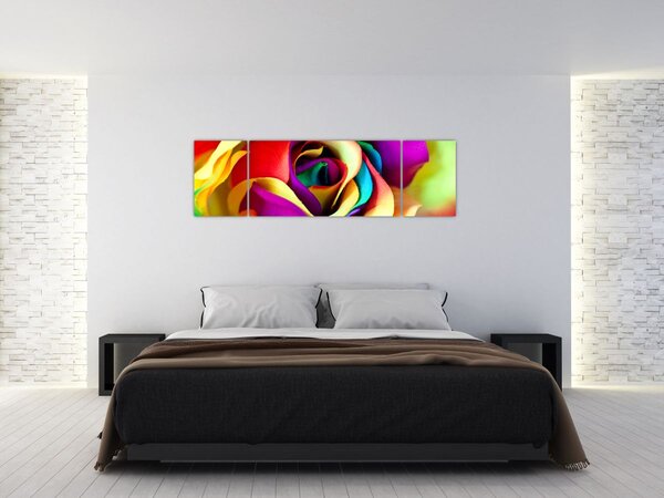 Obraz - Kolorowa róża (170x50 cm)
