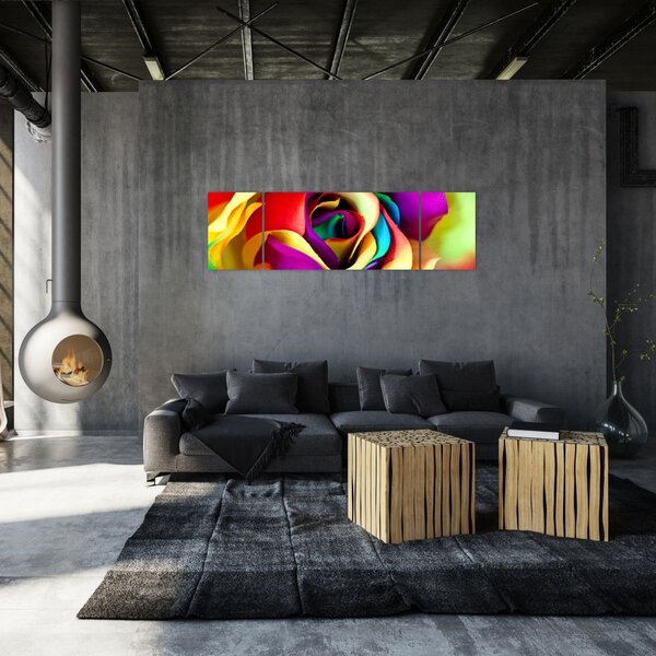 Obraz - Kolorowa róża (170x50 cm)
