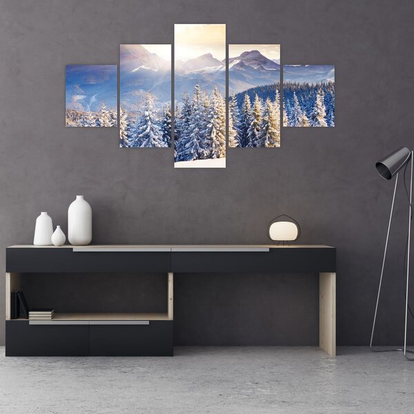 Obraz - Krajobraz górski zimą (125x70 cm)