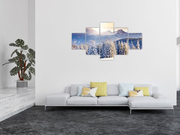 Obraz - Krajobraz górski zimą (125x70 cm)
