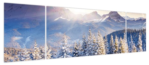 Obraz - Krajobraz górski zimą (170x50 cm)