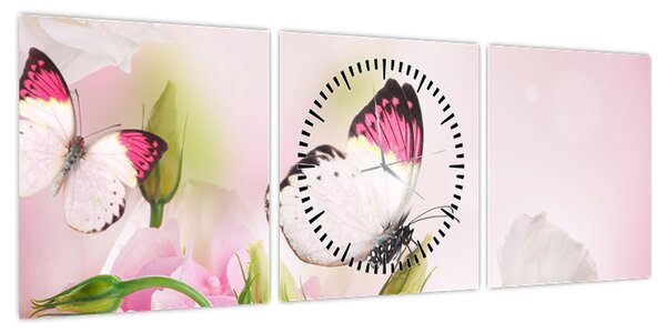 Obraz - Motyl (z zegarem) (90x30 cm)
