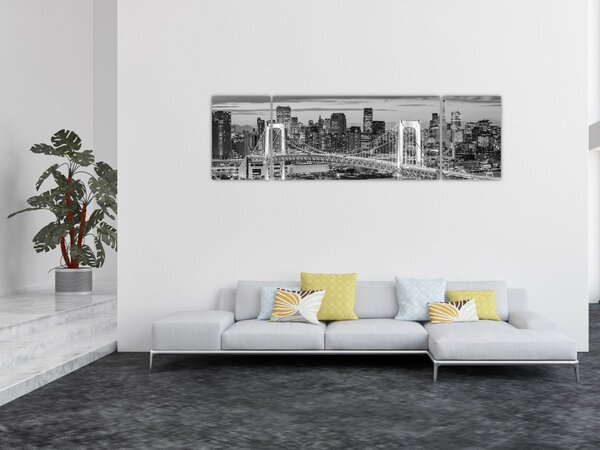 Obraz - Czarno-białe duże miasto (170x50 cm)