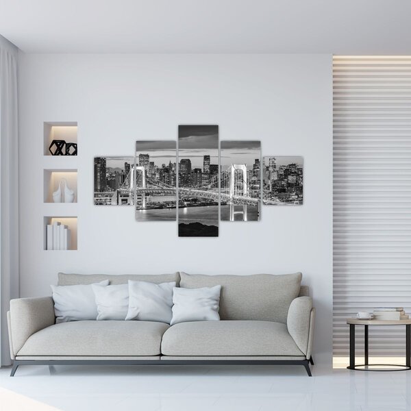 Obraz - Czarno-białe duże miasto (125x70 cm)