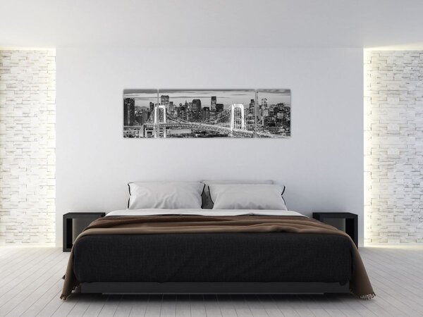Obraz - Czarno-białe duże miasto (170x50 cm)