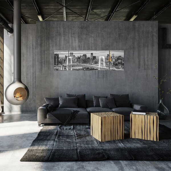 Obraz - Duże miasto z żółtą wieżą (170x50 cm)