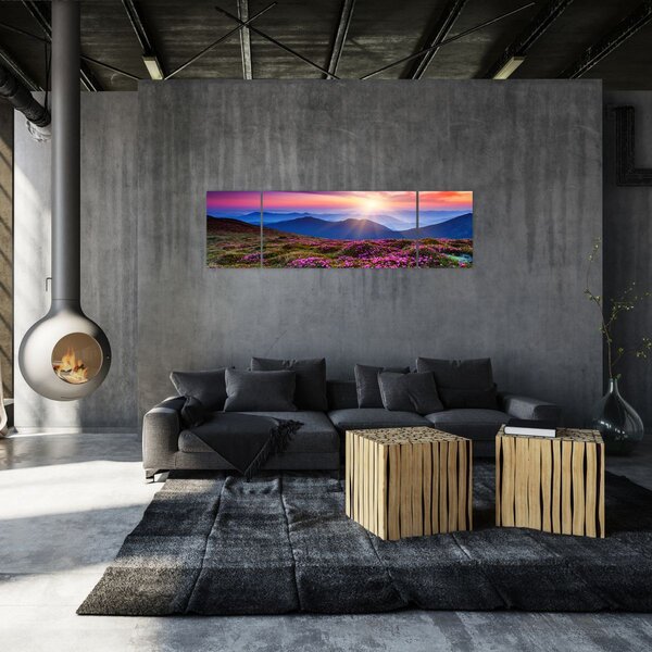 Obraz - Krajobraz kwitnących gór (170x50 cm)