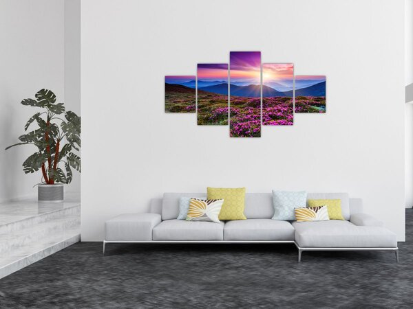 Obraz - Krajobraz kwitnących gór (125x70 cm)