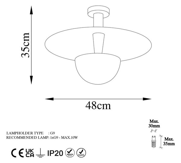 Lampa sufitowa w kolorze miedzi z metalowym kloszem ø 48 cm Kurt – Opviq lights