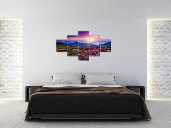 Obraz - Krajobraz kwitnących gór (125x70 cm)