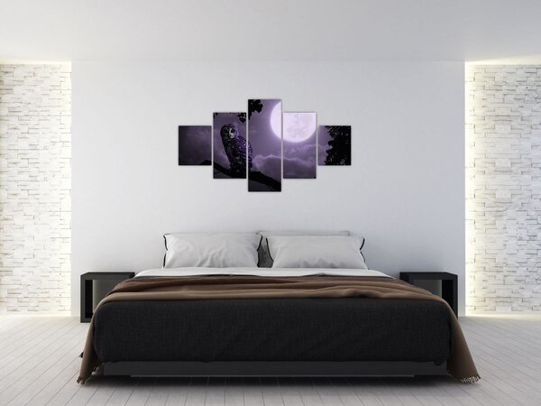 Obraz - Nocna sowa, fioletowy (125x70 cm)