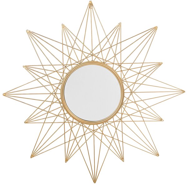 Retro lustro ścienne wiszące okrągłe 91 cm słońce złote Panon Beliani