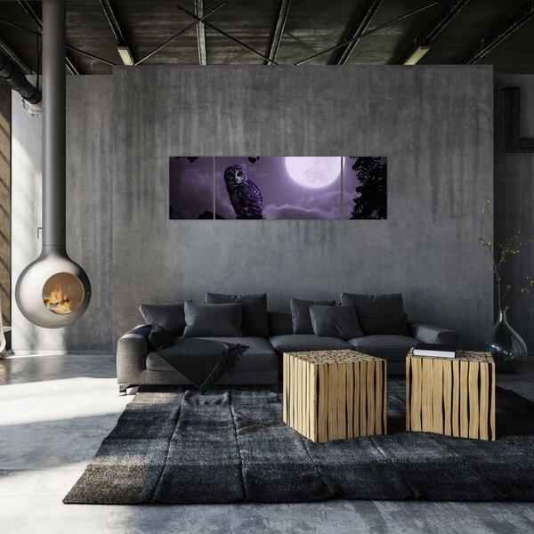 Obraz - Nocna sowa, fioletowy (170x50 cm)