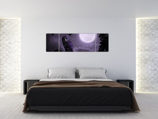 Obraz - Nocna sowa, fioletowy (170x50 cm)