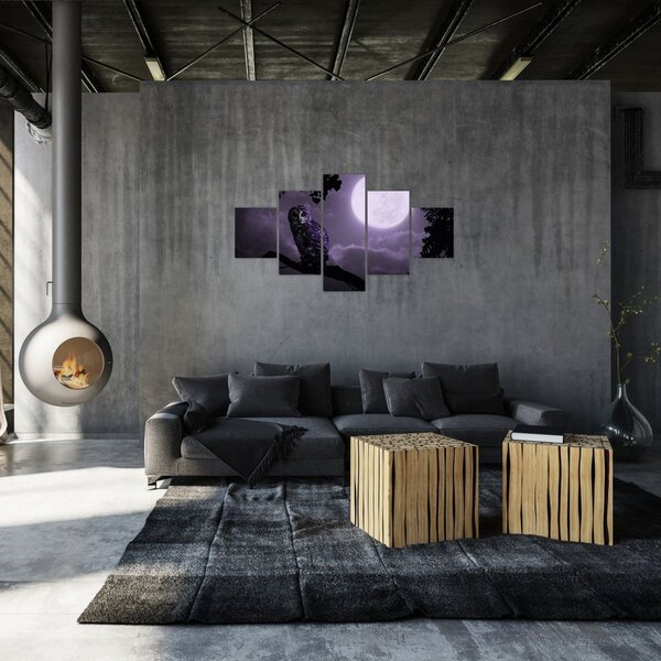 Obraz - Nocna sowa, fioletowy (125x70 cm)