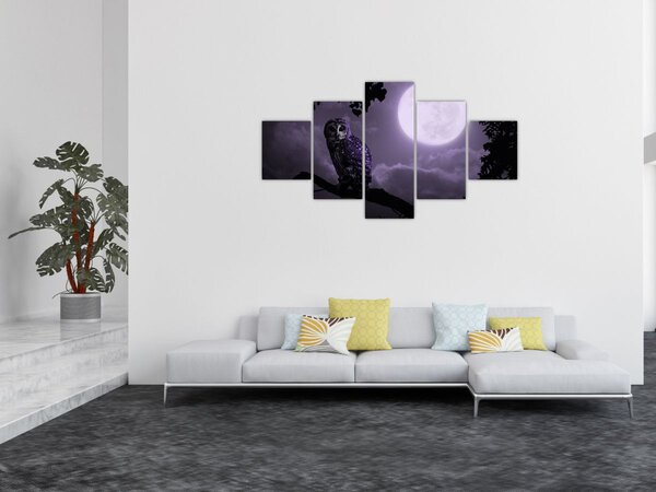 Obraz - Nocna sowa, fioletowy (125x70 cm)