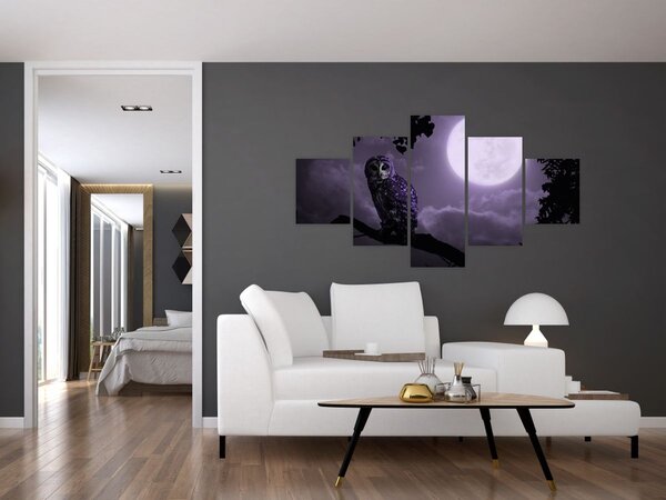 Obraz - Nocna sowa, fioletowy (125x70 cm)