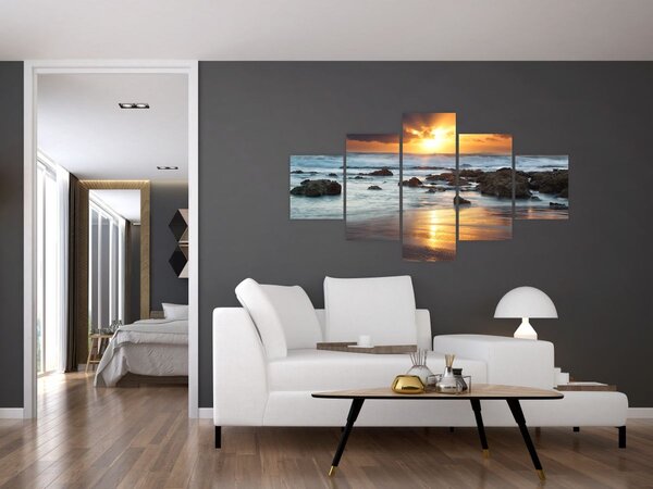 Obraz - Skąpane w słońcu morze (125x70 cm)