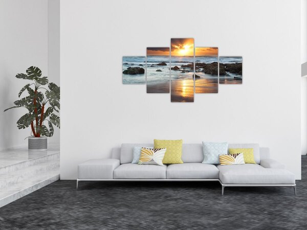 Obraz - Skąpane w słońcu morze (125x70 cm)