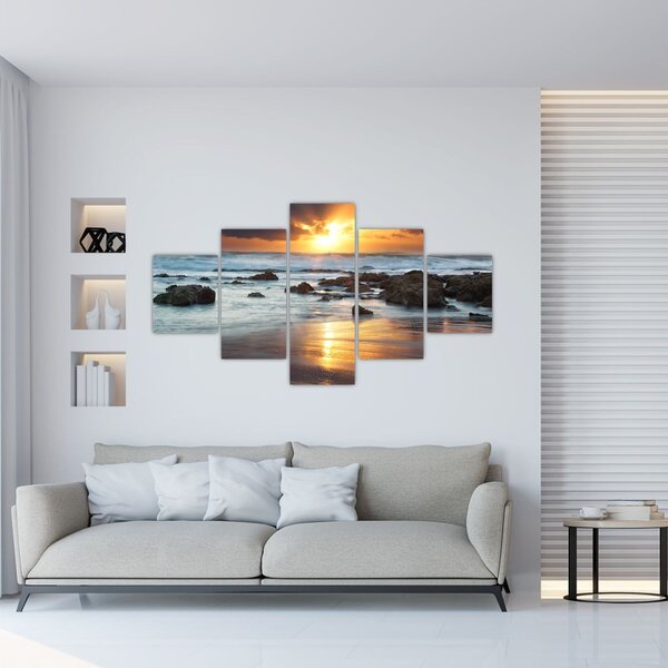 Obraz - Skąpane w słońcu morze (125x70 cm)