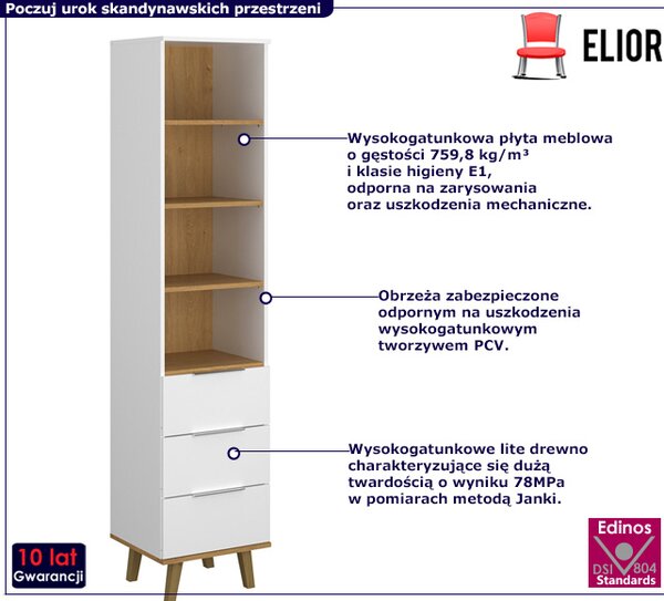 Biały skandynawski regał otwarty N5-P23