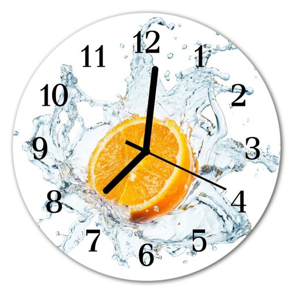 Zegar szklany okrągły Woda pomarańczowa