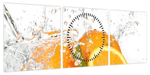 Obraz - Soczyste pomarańcze (z zegarem) (90x30 cm)