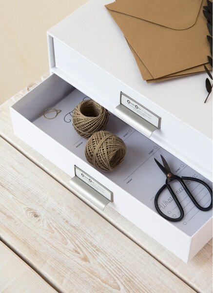 Biały 2-piętrowy pojemnik z szufladami na dokumenty Bigso Box of Sweden Birger, 33x22,5 cm