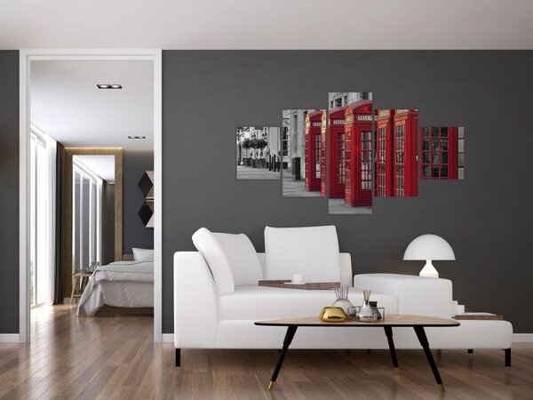 Obraz - Budki telefoniczne w Londynie (125x70 cm)