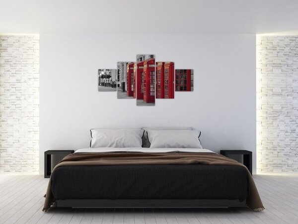 Obraz - Budki telefoniczne w Londynie (125x70 cm)