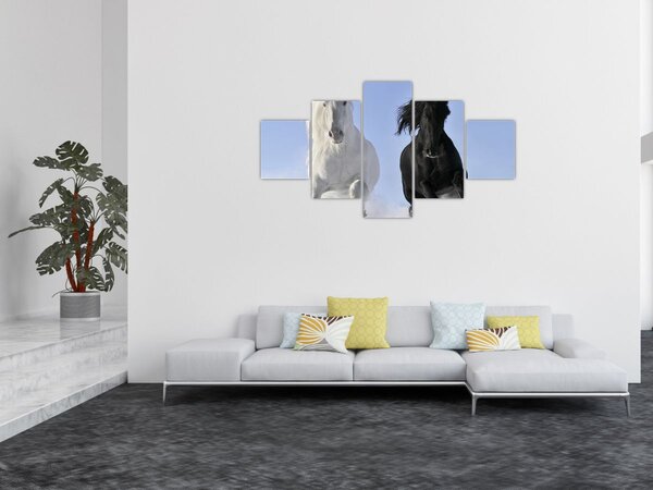 Obraz - Konie zimą (125x70 cm)