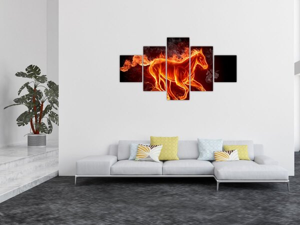 Obraz - Koń w ogniu (125x70 cm)