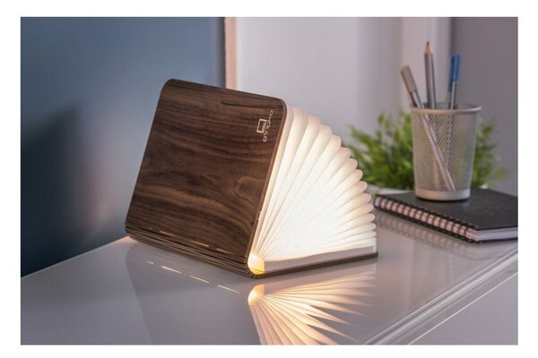 Brązowa lampa stołowa LED z tekstylnym kloszem (wysokość 2,5 cm) Booklight – Gingko