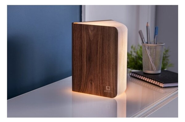 Brązowa lampa stołowa LED z tekstylnym kloszem (wysokość 2,5 cm) Booklight – Gingko