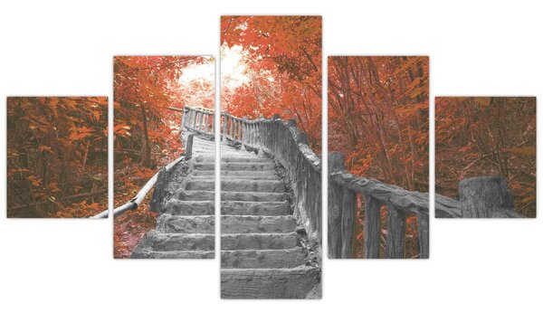 Obraz - Schody w naturze, pomarańczowy (125x70 cm)