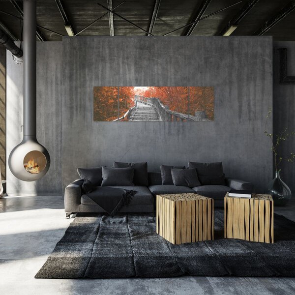 Obraz - Schody w naturze, pomarańczowy (170x50 cm)