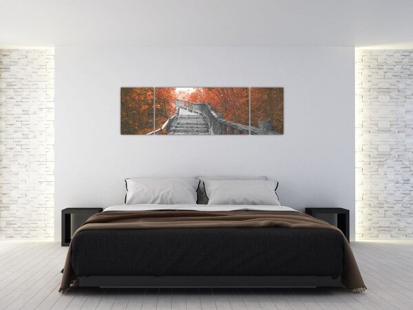 Obraz - Schody w naturze, pomarańczowy (170x50 cm)