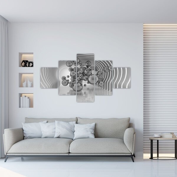 Obraz - Czarno-białe bąbelki (125x70 cm)