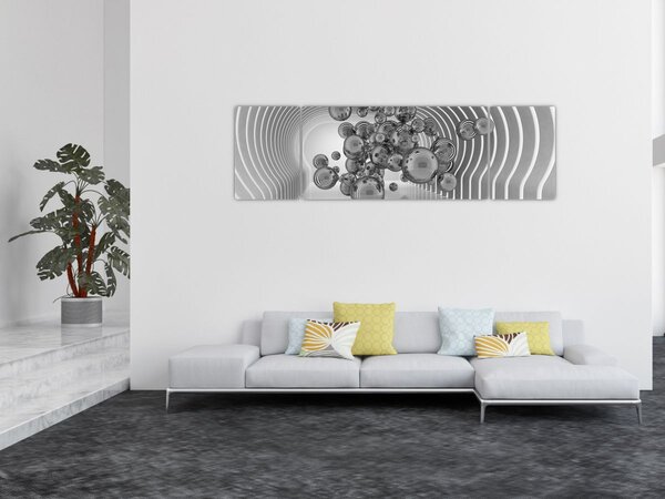 Obraz - Czarno-białe bąbelki (170x50 cm)